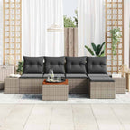 Gartensofa-set mit Speicher 6 pcs Grau Poly-Rattan