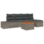 Gartensofa-set mit Speicher 6 pcs Grau Poly-Rattan