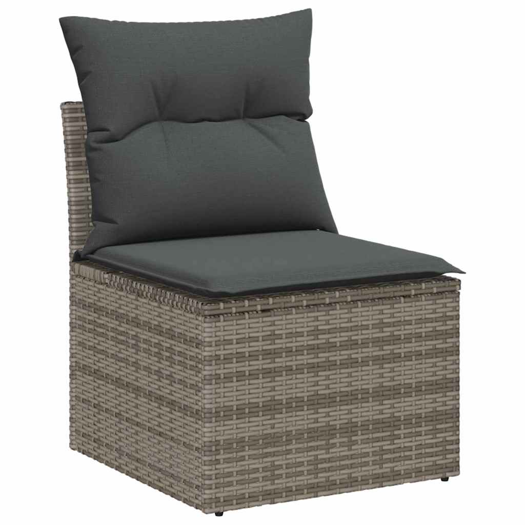 Gartensofa-set mit Speicher 6 pcs Grau Poly-Rattan
