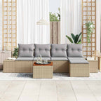 Gartensofa-set 6 pcs Beige und Hellgrau Poly-Rattan