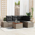 Gartensofa-set mit Speicher 5 pcs Grau Poly-Rattan
