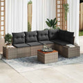 Gartensofa-set mit Speicher 6 pcs Grau Poly-Rattan