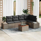 Gartensofa-set mit Speicher 6 pcs Grau Poly-Rattan