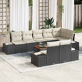 Garten-Sofa-Set mit Speicher 9 pcs Schwarz und Weiß