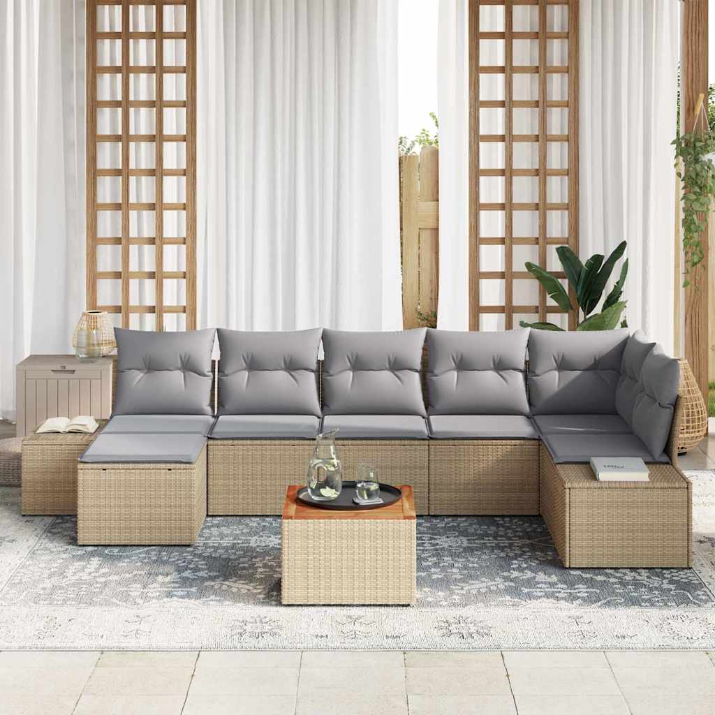 Garten-Sofa-Set 8 pcs Beige und Hellgrau