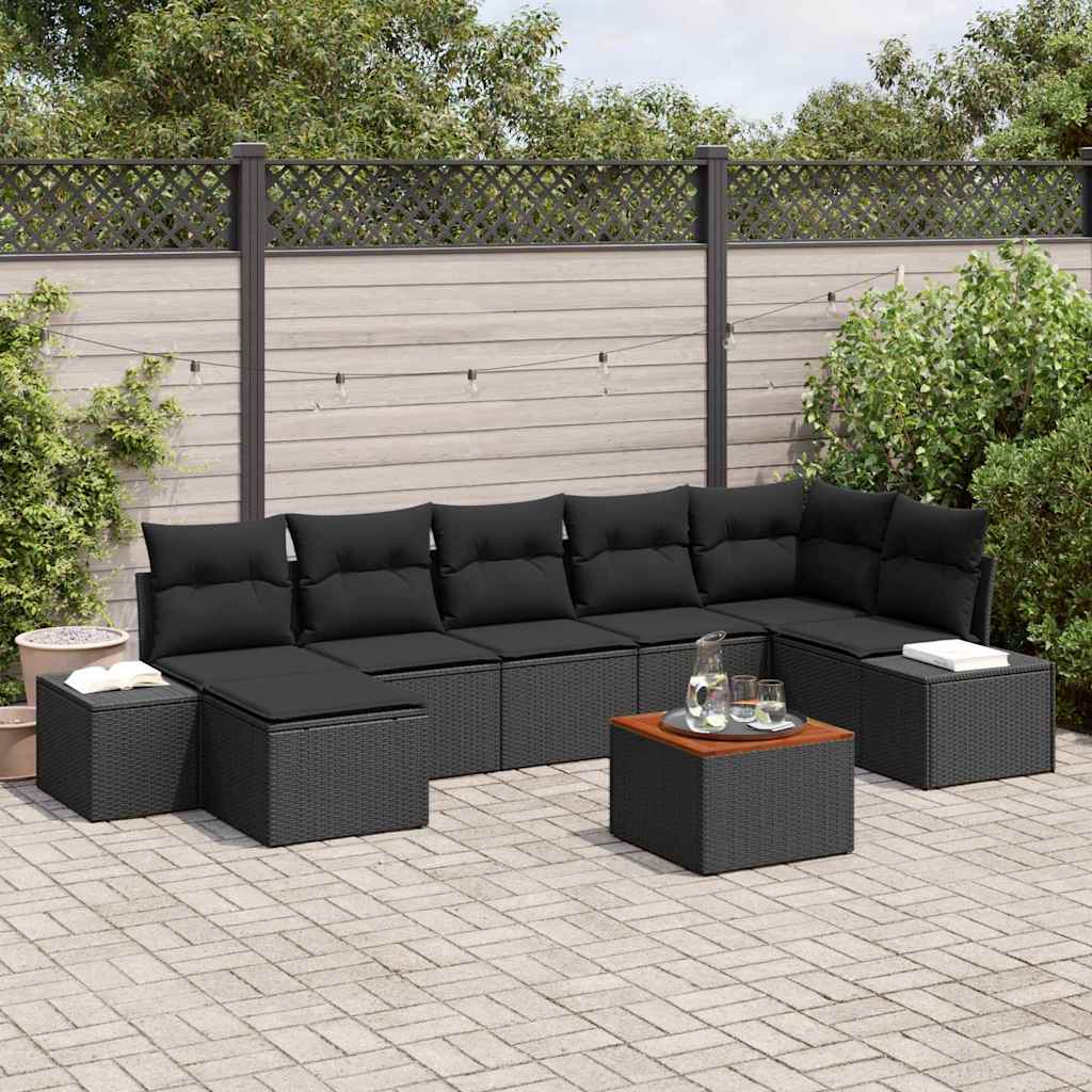 Garten-Sofa-Set 8 pcs Schwarz
