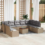 Garten-Sofa-Set mit Speicher 10 pcs Beige und Hellgrau