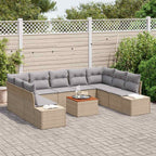 Garten-Sofa-Set mit Speicher 10 pcs Beige und Hellgrau