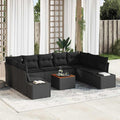 Garten-Sofa-Set mit Speicher 10 pcs Schwarz