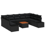 Garten-Sofa-Set mit Speicher 10 pcs Schwarz