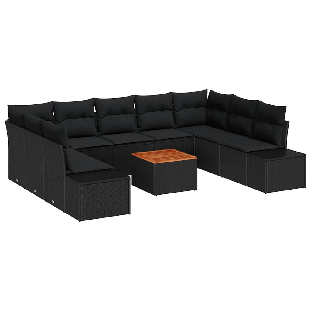 Garten-Sofa-Set mit Speicher 10 pcs Schwarz