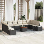 Garten-Sofa-Set mit Speicher 11 pcs Schwarz und Weiß