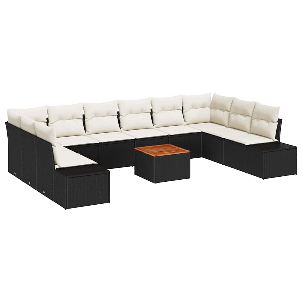 Garten-Sofa-Set mit Speicher 11 pcs Schwarz und Weiß