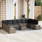Garten-Sofa-Set mit Speicher 11 pcs Grau