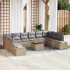 Garten-Sofa-Set mit Speicher 11 pcs Beige und Hellgrau