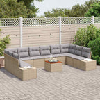 Garten-Sofa-Set mit Speicher 11 pcs Beige und Hellgrau