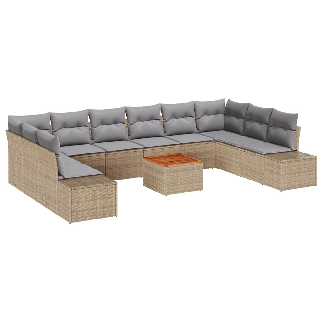 Garten-Sofa-Set mit Speicher 11 pcs Beige und Hellgrau