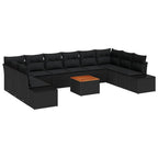 Garten-Sofa-Set mit Speicher 11 pcs Schwarz