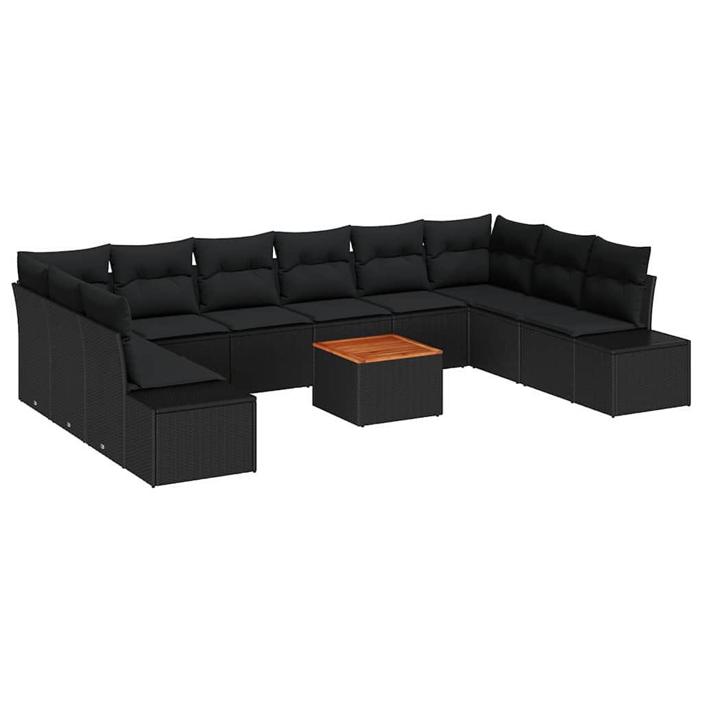 Garten-Sofa-Set mit Speicher 11 pcs Schwarz