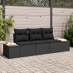 Garten-Sofa-Set mit Speicher 3 pcs Schwarz Poly Rattan