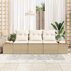 Garten-Sofa-Set mit Speicher 3 pcs Beige und Creme Poly Rattan