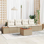 Garten-Sofa-Set mit Kissen mit Speicher 5 pcs Beige Poly Rattan