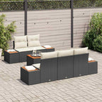 Garten-Sofa-Set mit Speicher 6 pcs Schwarz Poly Rattan