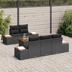 Garten-Sofa-Set mit Speicher 6 pcs Schwarz Poly Rattan