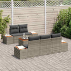 Garten-Sofa-Set mit Speicher 6 pcs Grau Poly Rattan