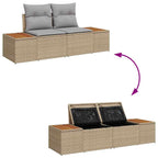 Garten-Sofa-Set mit Kissen mit Speicher 7 pcs Beige Poly Rattan