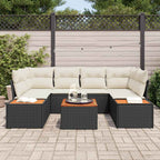 Garten-Sofa-Set mit Speicher 7 pcs Schwarz Poly Rattan