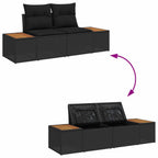 Garten-Sofa-Set mit Kissen 6 pcs Schwarz Poly Rattan