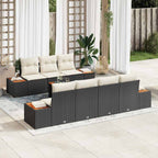 Garten-Sofa-Set mit Kissen 8 pcs Schwarz Poly Rattan