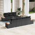 Garten-Sofa-Set mit Kissen 8 pcs Schwarz Poly Rattan