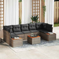 Garten-Sofa-Set mit Kissen mit Speicher 8 pcs Grau Poly Rattan