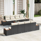 Garten-Sofa-Set mit Speicher 9 pcs Schwarz Poly Rattan