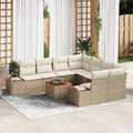 Garten-Sofa-Set mit Speicher 9 pcs Beige Poly Rattan