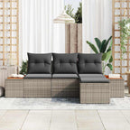 Gartensofa-set mit Kissen 4 pcs Grau Poly Rattan