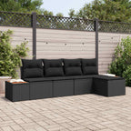 Gartensofa-set mit Kissen mit Speicher 6 pcs Schwarz Polyrattan