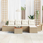 Gartensofa-set mit Kissen 6 pcs Beige und Creme Polyrattan