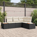 Gartensofa-set mit Kissen 4 pcs Schwarz und Creme Polyrattan