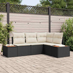 Gartensofa-set mit Kissen 4 pcs Schwarz und Creme Polyrattan