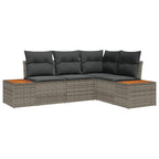 Gartensofa-set mit Kissen mit Speicher 4 pcs Grau Polyrattan