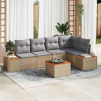 Garten-Sofa-Set mit Kissen 6 pcs Beige und Hellgrau Poly Rattan