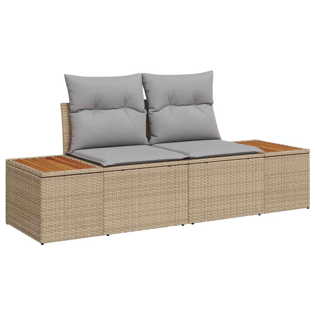 Garten-Sofa-Set mit Kissen 6 pcs Beige und Hellgrau Poly Rattan