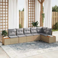 Gartensofa-set mit Kissen 6 pcs Beige und Hellgrau Polyrattan