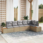 Gartensofa-set mit Kissen 6 pcs Beige und Hellgrau Polyrattan