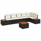 Gartensofa-set mit Kissen 6 pcs Schwarz und Creme Polyrattan