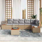 Gartensofa-set mit Kissen 6 pcs Beige und Hellgrau Polyrattan