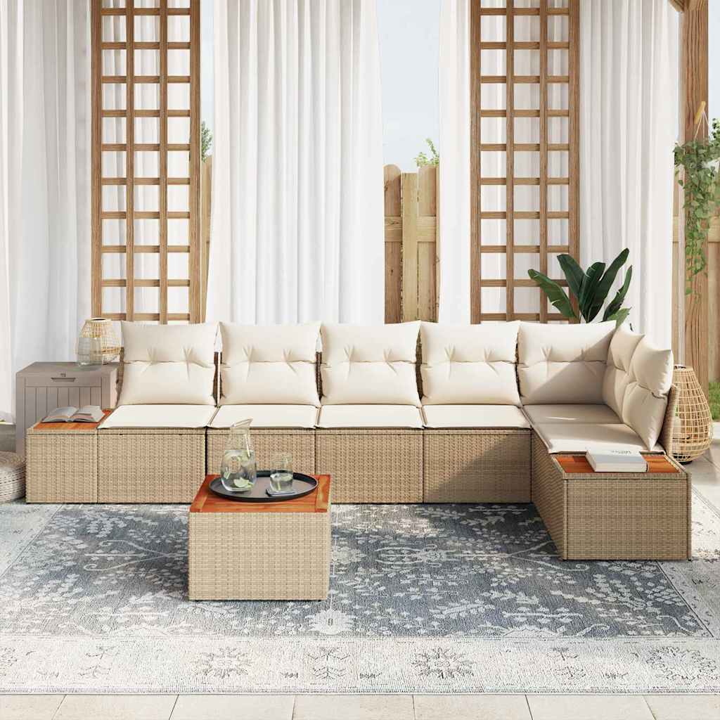 Gartensofa-set mit Kissen 6 pcs Beige und Creme Polyrattan